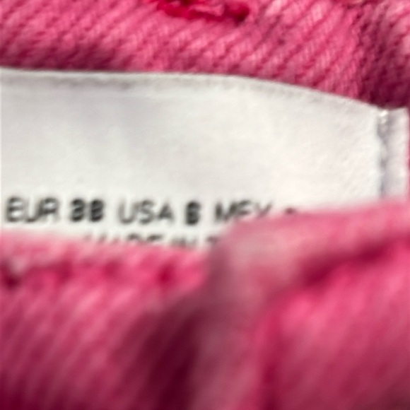 Zara The Boogie Pant High Rise Wide Leg Raw Hem Jeans Pink Sz 6 - Picture 2 of 10